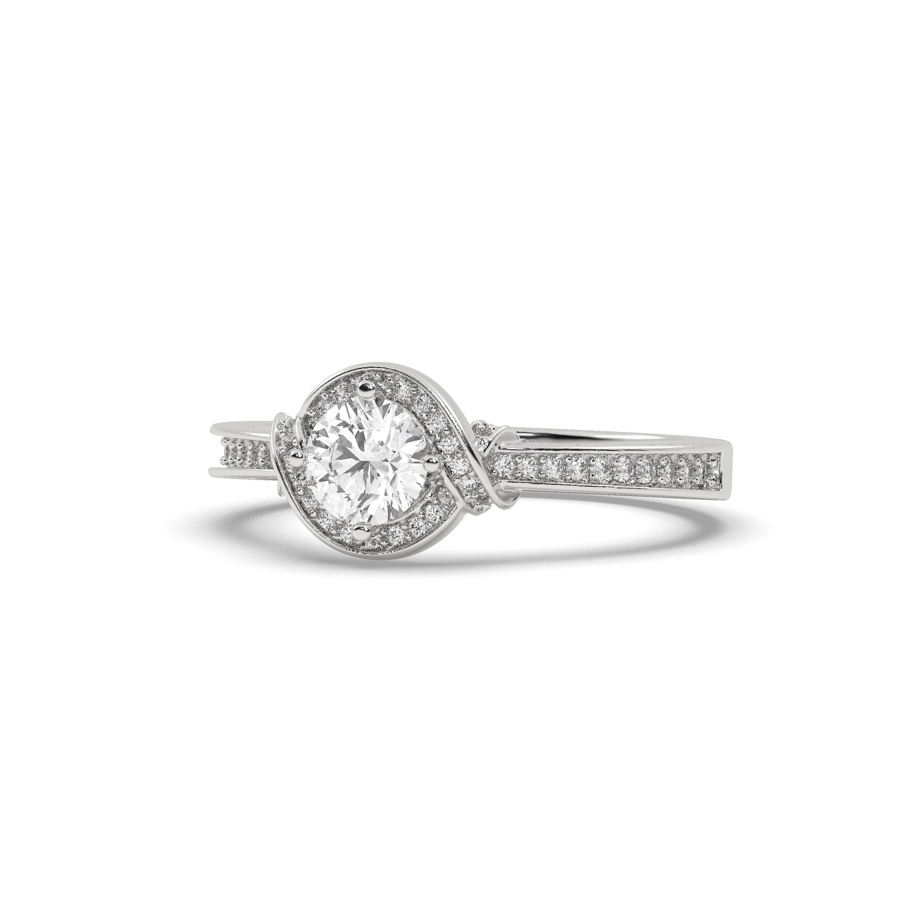 White Gold Studded 0.916 Carat Lab Grown Diamond Ring-G Color VS1 Clarity.